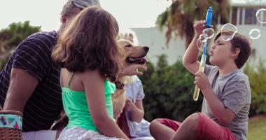 Familia en el parque disfrutando de un picnic